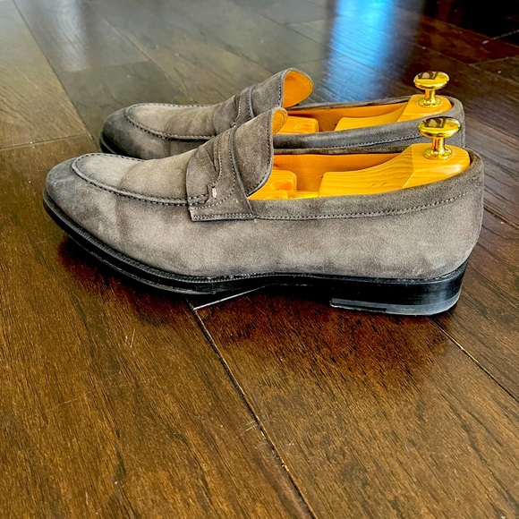 Magnanni & Saks Fifth Avenue Gray Suede Loafers - Picture 3 of 8
